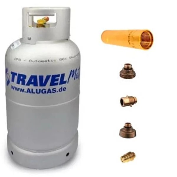 Bouteille GPL aluminium 27L + filtre + vanne anti-retour + 4 adaptateurs