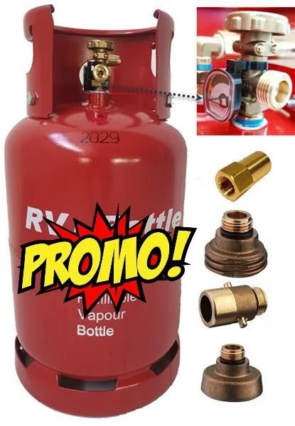 Bouteille GPL rechargeable 26.5L + adaptateurs Europe