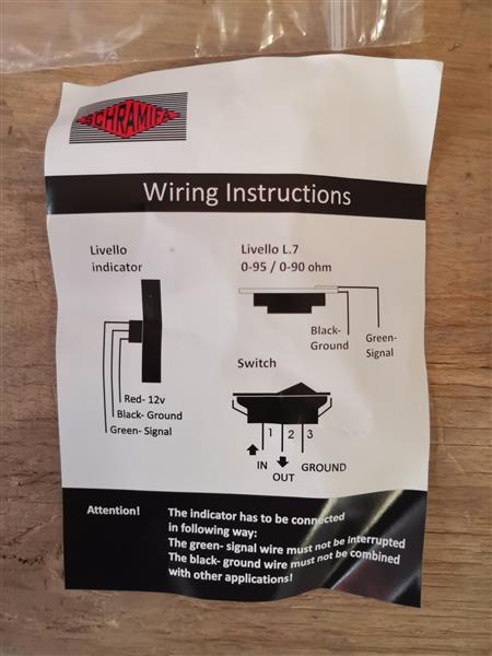 Wiring instructions Livello Led Indicator