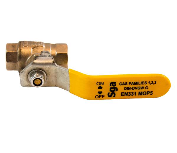 Ball valve - yellow steel handle, 1/4