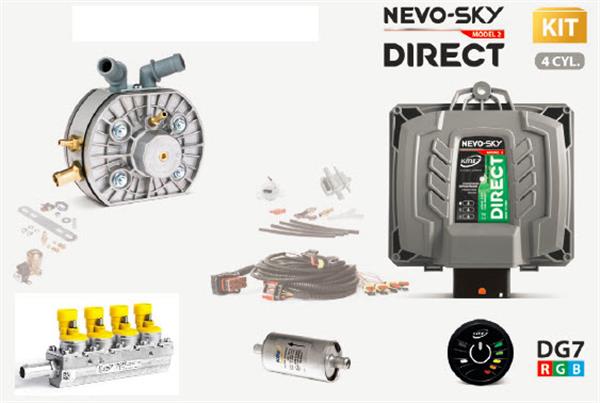 Motorkit KME Directe Injectie EVO Nevo Sky (zonder slangen) met verdamper KME Silver en injectoren Falcon 4 cil.