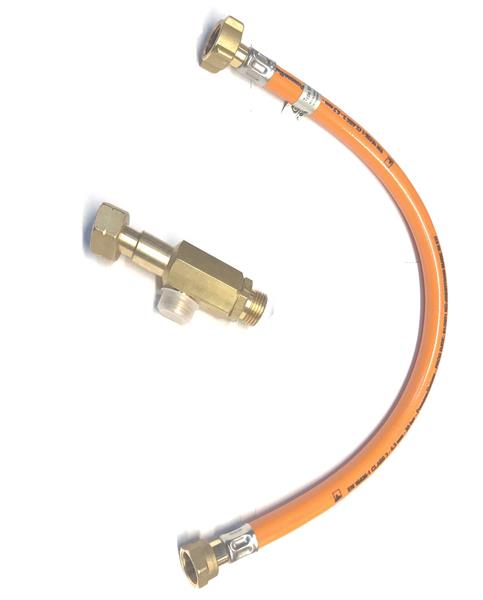 Flexilble connection for 2 bottlesInlet : female shell, outlet : male Shell (incl. hose 50cm) (BL50S+260455T)