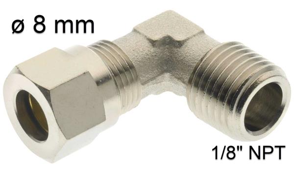 Angled compression coupling 8mm x 1/8