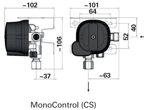 Afmetingen Truma MonoControl met Crash Sensor