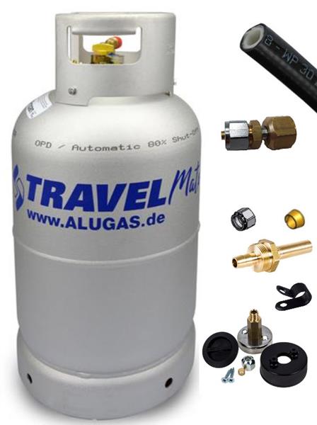 Kit de bouteille de gaz GPL Alugas 27L avec vanne de remplissage