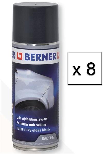 8 x Berner color paint RAL 9005 Semi-gloss Black 400 ml