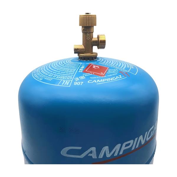 Camppinggaz adaptor valve montagevoorbeeld