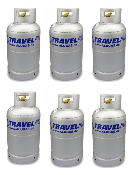 6x Bouteille de gaz LPG Alugas 27L 2025 - Légère en aluminium pour camping-car et caravane