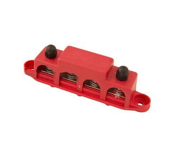 Sammelschiene 4-polig M8 rot 250A 48V mit Abdeckung