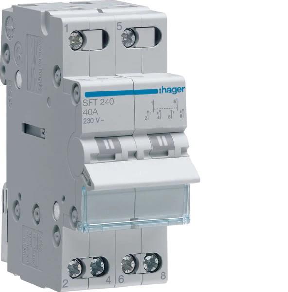 Hager SFT240 2-pole 40A changeover switch I-0-II