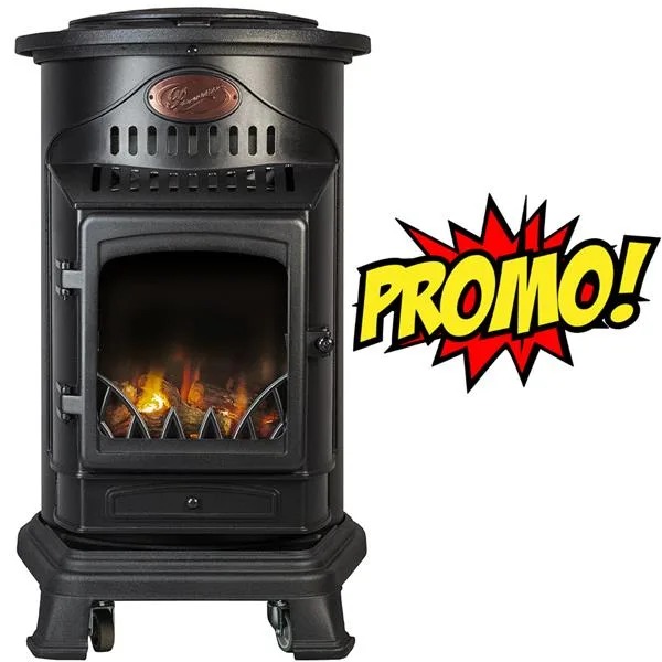 Poêle à Gaz d'Appoint Provence - Efficacité et Esthétique en Fonte Noire Mat 3,4 kW