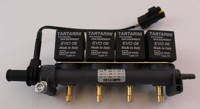 Rail Tartarini EVO 4 cil. 08G + temp. sensor + nozzles 1,75