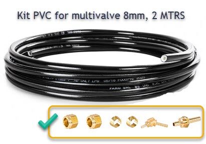 Kit PVC 8mm 2 mtrs. + raccords